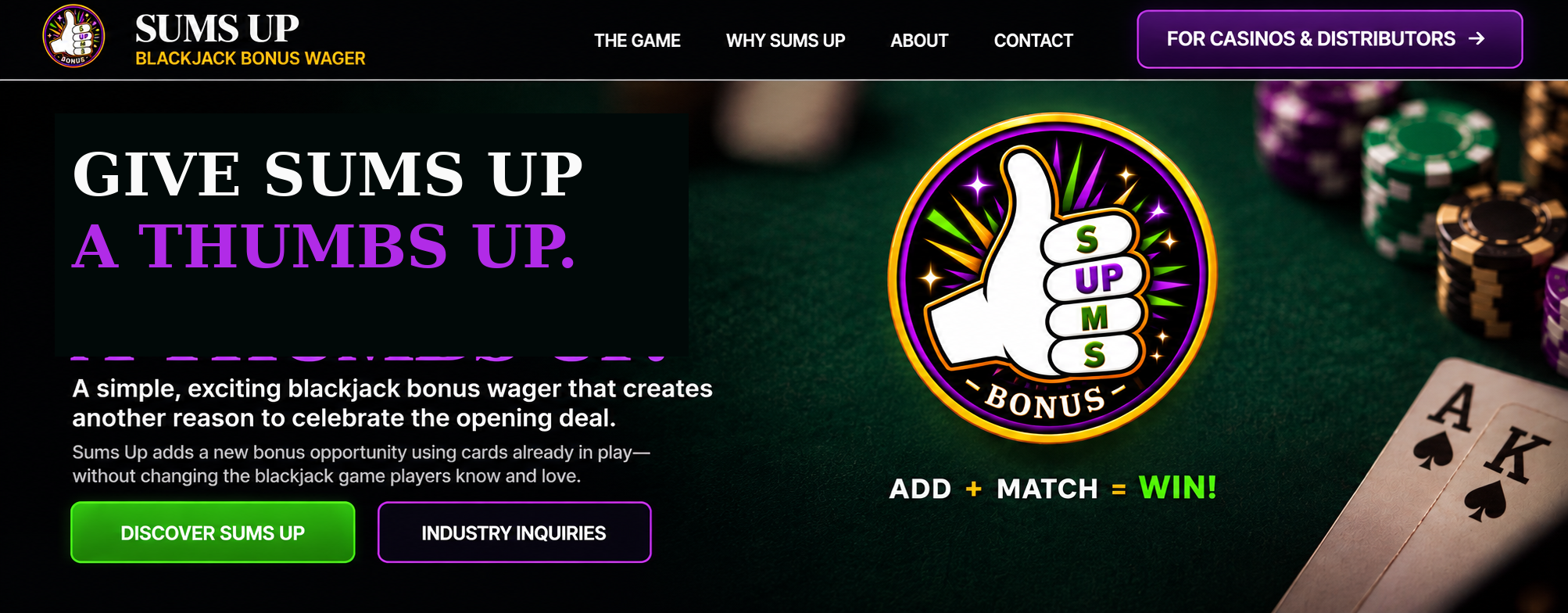Sums Up homepage: GIVE SUMS UP A THUMBS UP